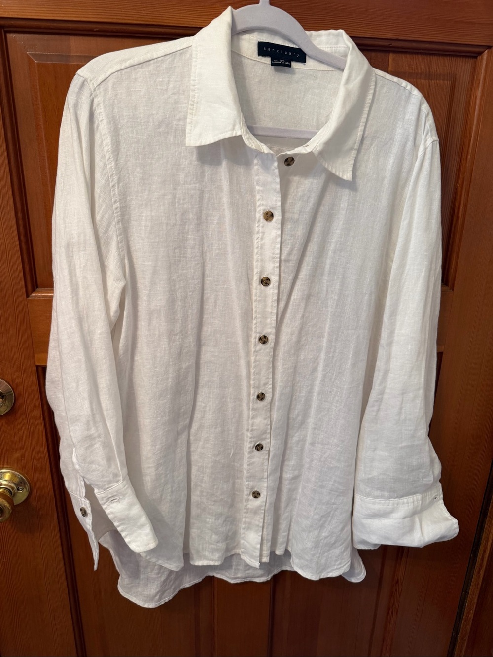 Sanctuary Linen Oversized Button-Down white Shirt/Blouse